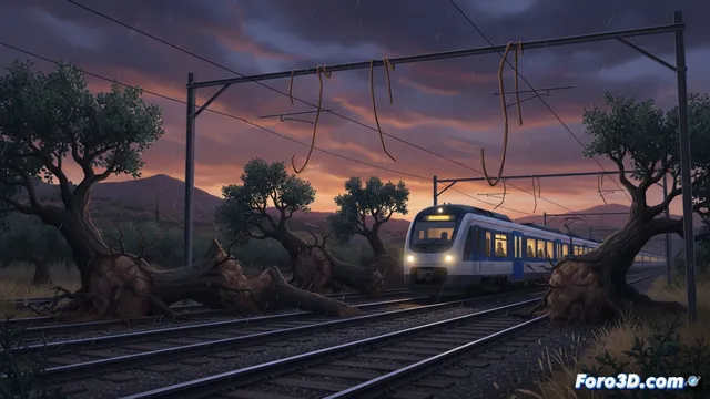 La línea férrea Jaén-Espeluy sufre una interrupción por caída de árboles