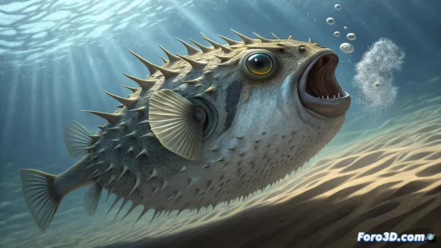 El mecanismo acuático del pez globo para defenderse