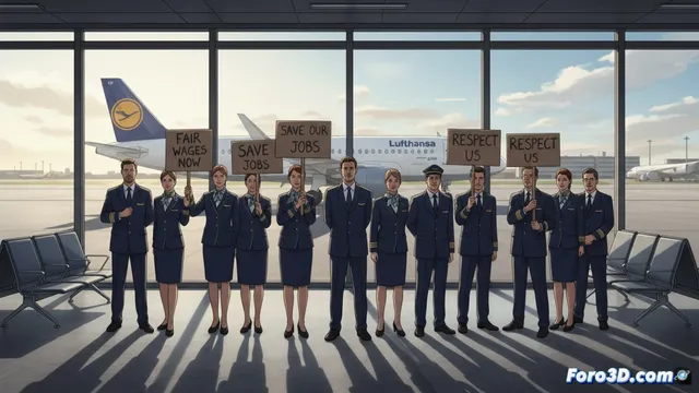 Lufthansa sufre una huelga total de su tripulación de cabina