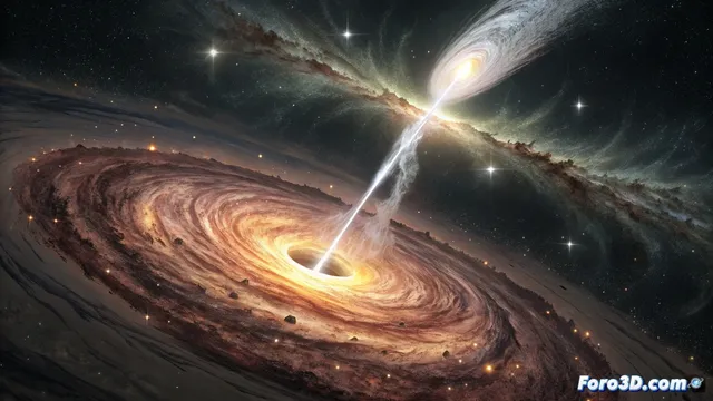 Un agujero negro expulsa un jet potente tras desgarrar una estrella