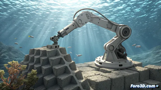 Un equipo imprime concreto bajo el agua con un brazo robótico