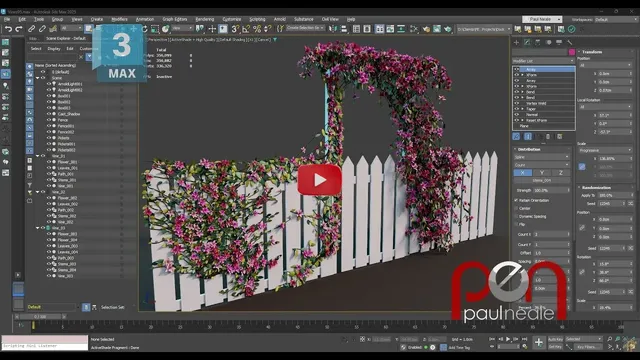Enredaderas procedurales en 3ds Max usando modificadores nativos