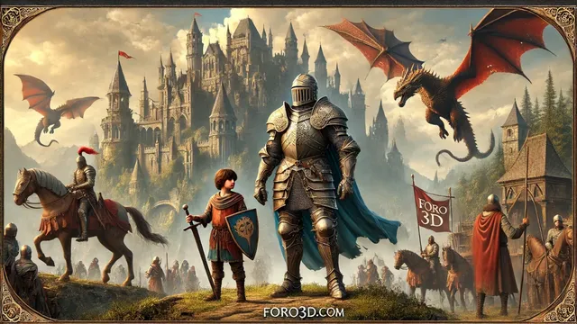 La historia de un caballero y su escudero en un mundo de dragones y reyes