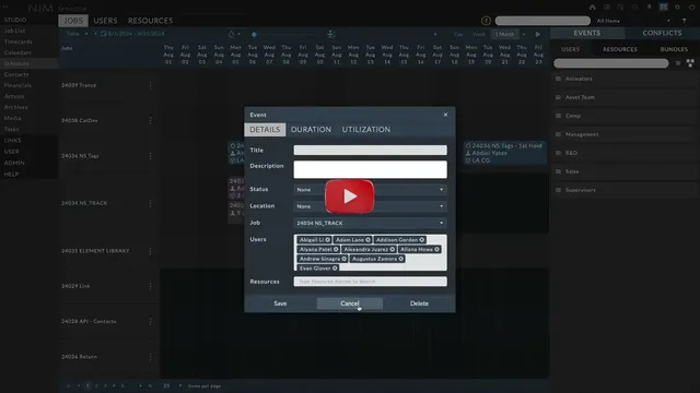 Programación y gestión de recursos para estudios de producción