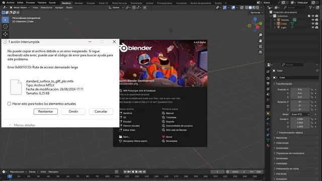 Ruta de acceso demasiado larga en Blender Goo Engine