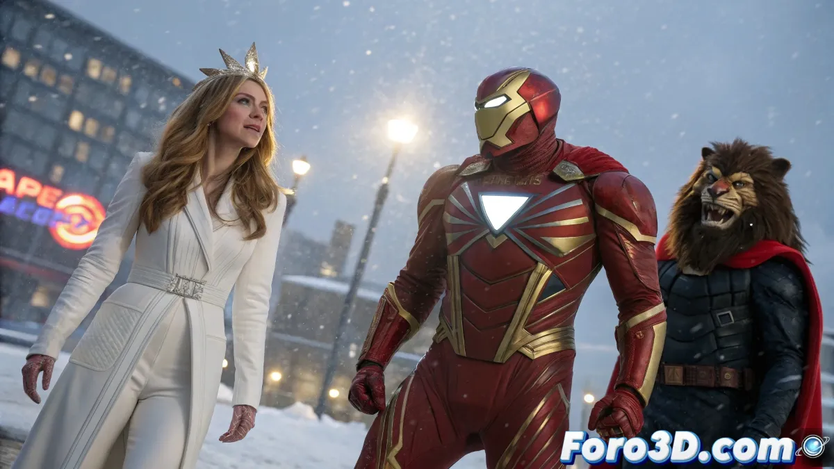 Spider-Man con el traje Scarlet Spider junto a Thor con su aspecto Reborn from Ragnarok en un escenario de Marvel Rivals, mostrando sus diseños exclusivos.