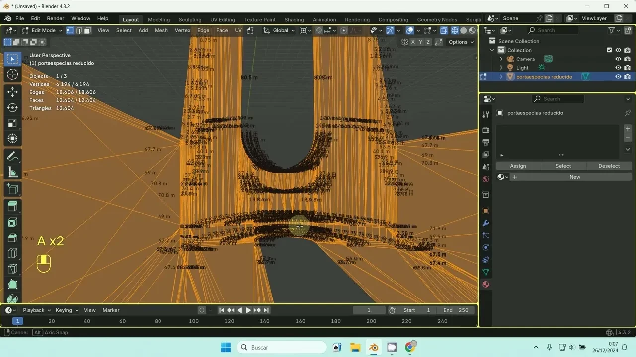Alargar una pieza 3D en Blender sin perder precisión