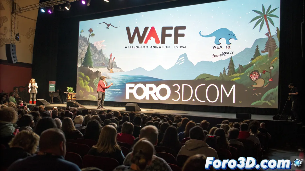 Imagen del Festival de Animación de Wellington, con asistentes disfrutando de proyecciones y actividades interactivas.