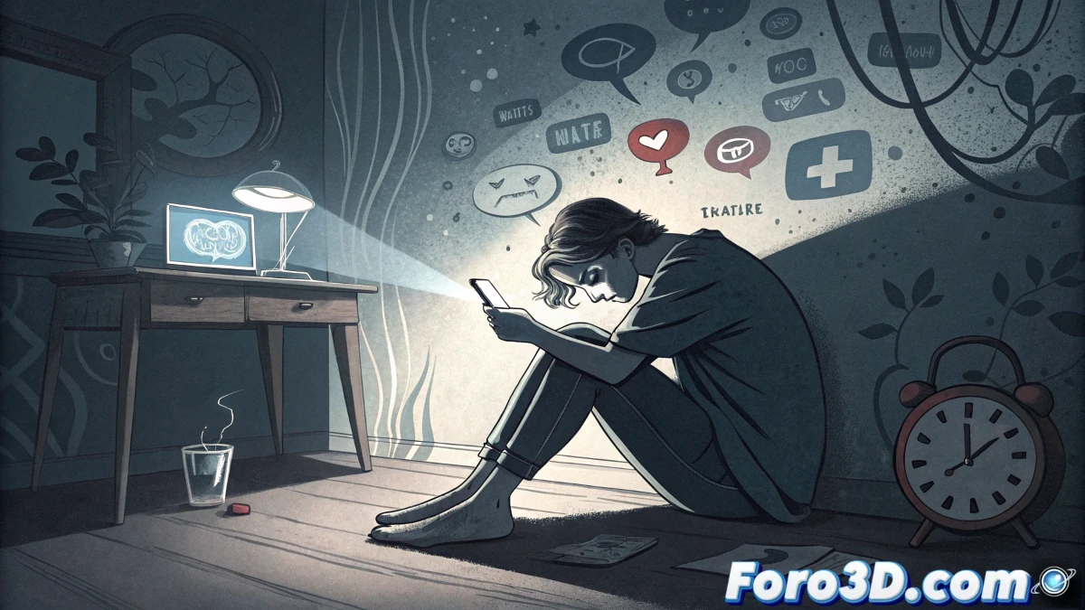 Imagen sobre el impacto negativo de las redes sociales en la salud mental y física de los jóvenes y adolescentes.