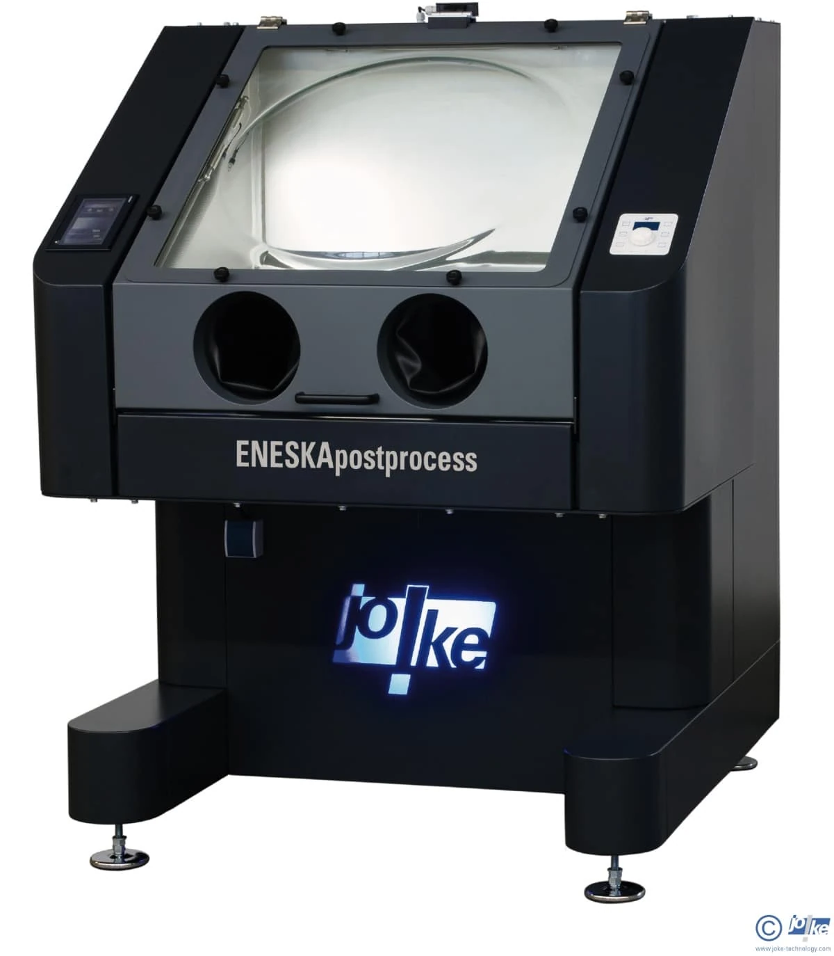 Sistema ENESKApostprocess en acción: cabina segura y eficiente para el posprocesamiento de piezas impresas en 3D en Apex Additive Technologies.