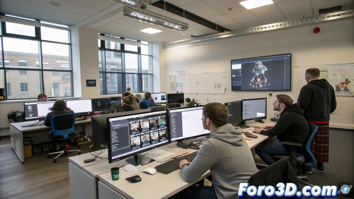 Estudio de diseño Revenant trabajando en proyectos creativos con herramientas digitales y técnicas tradicionales en un entorno colaborativo.