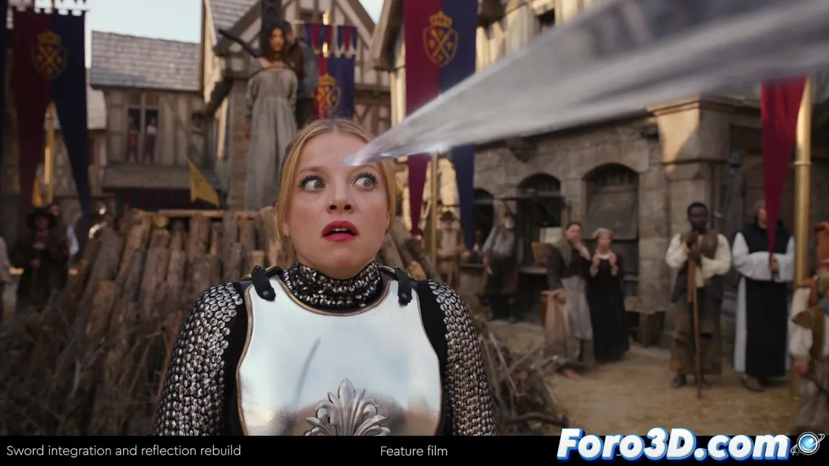 Imagen de un frame del showreel de Matthias Boca mostrando un entorno digital complejo con integración perfecta entre elementos reales y generados por computadora.