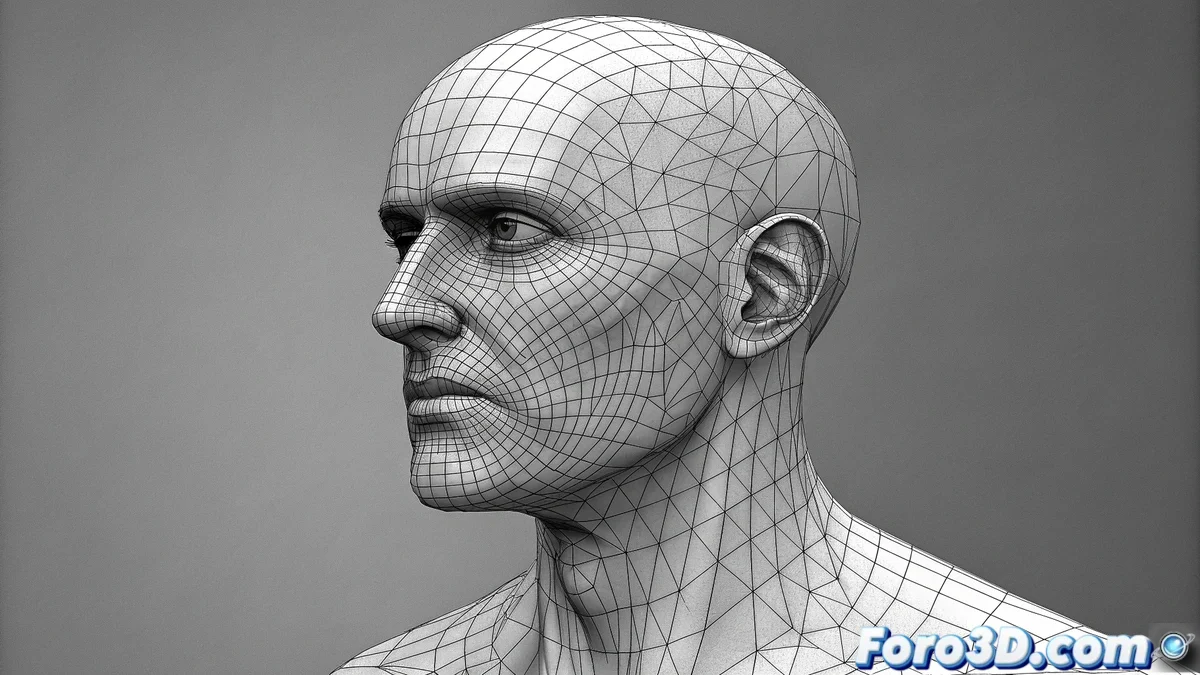 Personaje 3D en 3ds Max mostrando la unión entre cabeza y cuerpo con UVs preservados, listo para la aplicación de texturas y rigging.