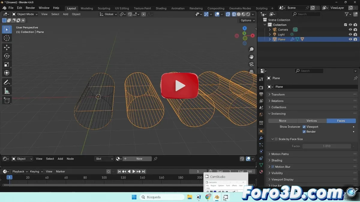 Comparación visual entre cilindros perfectos (izquierda) y deformados (derecha) al seguir una curva en un software 3D, mostrando vértices irregulares y posibles soluciones.