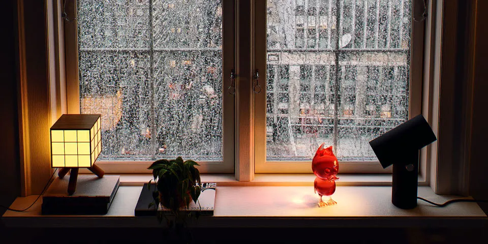 Estación de trabajo futurista de renderizado 3D con V-Ray 7 para Houdini.