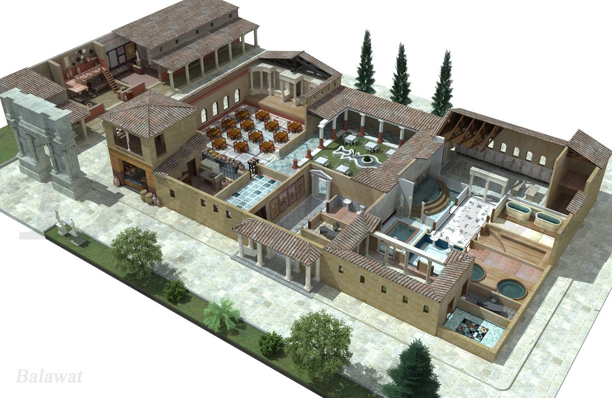 Balneario-restaurante estilo romano