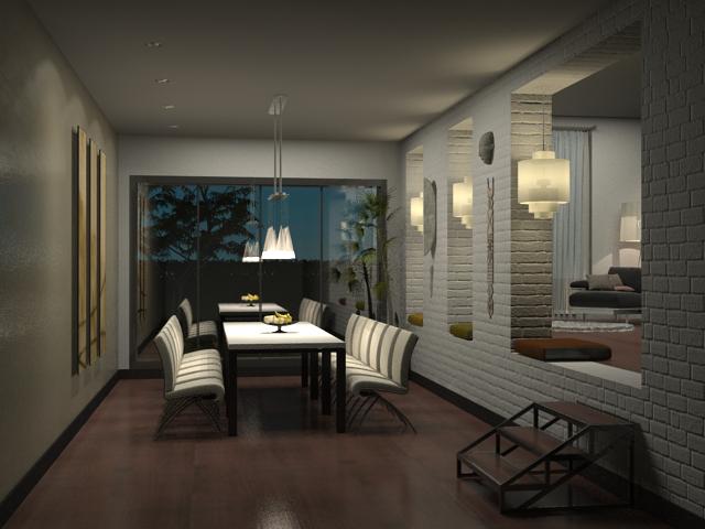 Interior iluminación nocturna